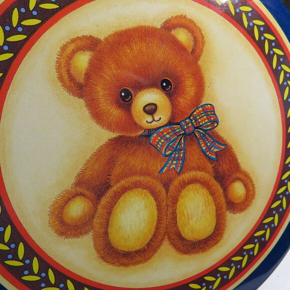 Teddy Bear Metal Tin with "dancing" bears along the side 1980s - Picture 4 of 10